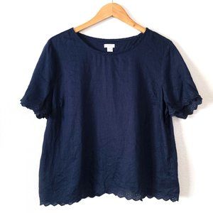 Ann Taylor Navy Linen Top - sz 14